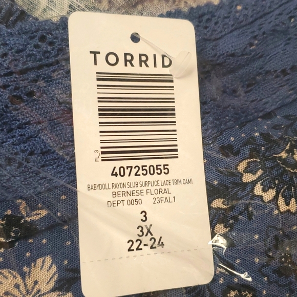 ❤️NWT VINTAGE TORRID CAMI - FLORAL PRINT - BABYDOLL SURPLICE LACE TRIM TANK - Picture 10 of 16